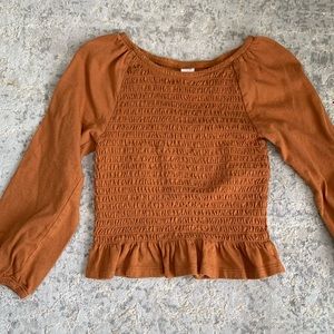 Old Navy - Caramel Shirred Peplum Blouse - Girls S